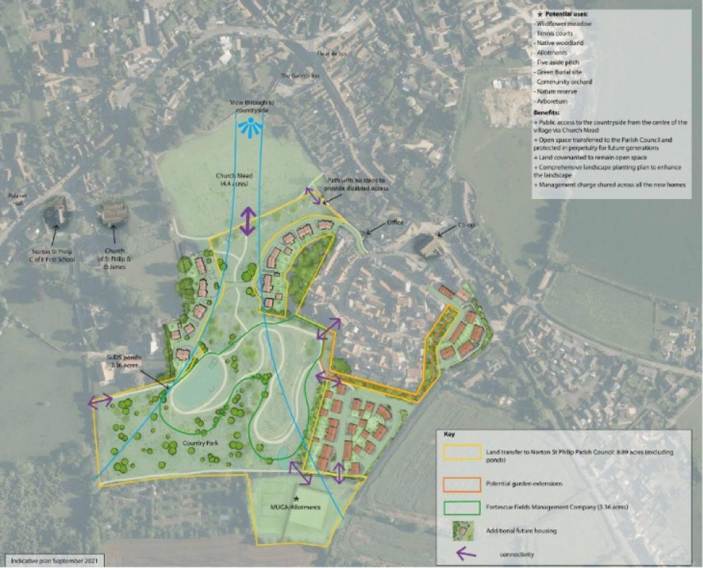 Masterplan Of 20 New Homes Within The Context Of The Fortescue Fields Development In Norton St Philip. CREDIT: Lochailort Investments Ltd. Free to use 