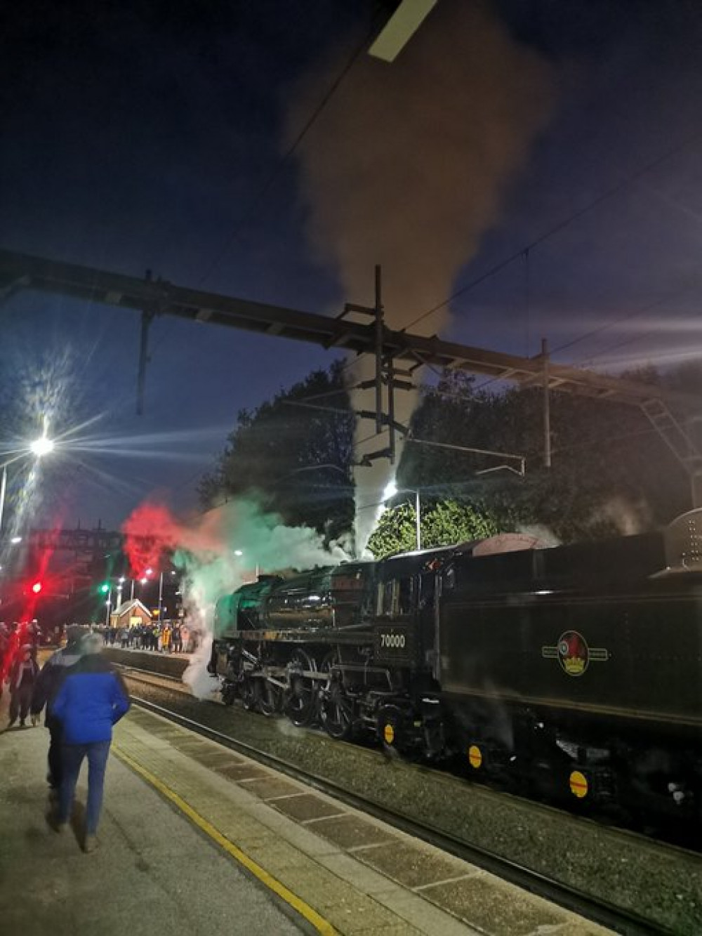 The 70000 Britannia pulling into Alsager railway station on April 27 (Deborah Bowyer).