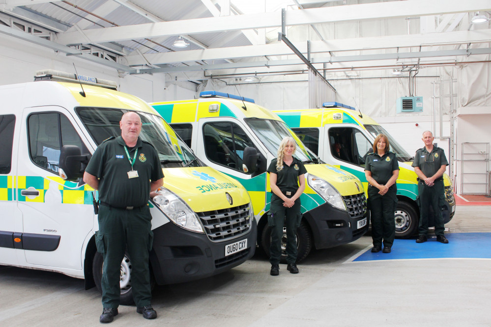 The ambulances were driven to a nearby government airfield by (L to R) Des, Trudy, Kathy, and Howard (SWASFT)