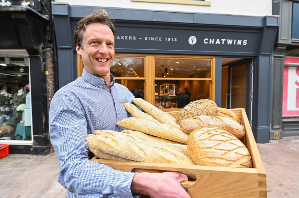 Edward Chatwin outside nearby Nantwich's new-look shop  