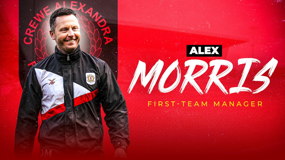 Alex Morris was officially appointed First-Team Manager of Crewe Alexandra on April 28 (Crewe Alexandra).