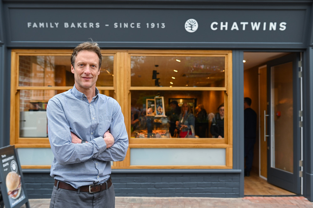 Edward Chatwin outside the new-look shop in Nantwich town square, High Street (Jan Roberts).