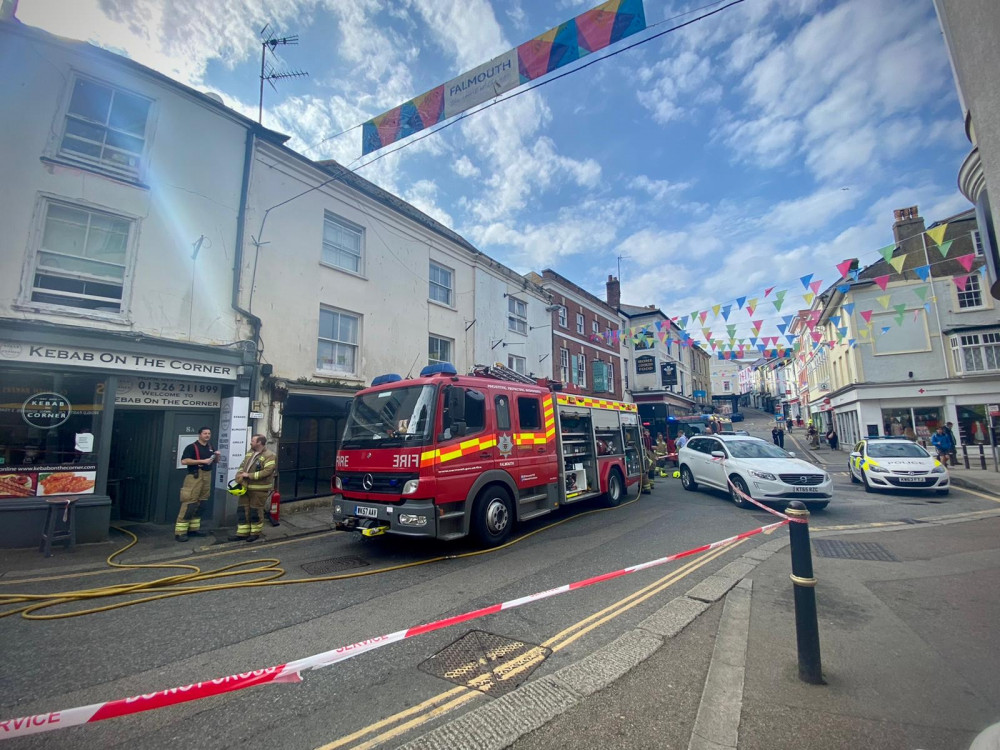 Fire crews outside Kebab on the Corner. Shared by Harriett D'Alessio.