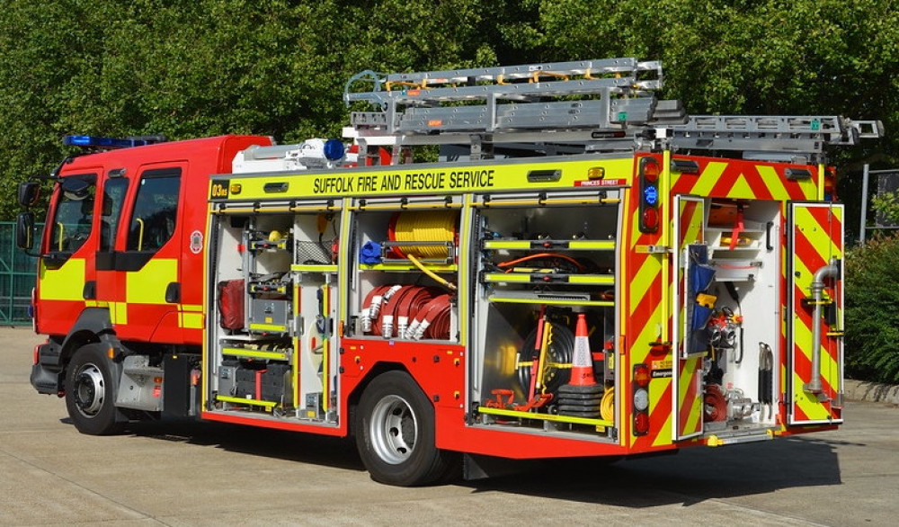 Fire engine packed with equipment