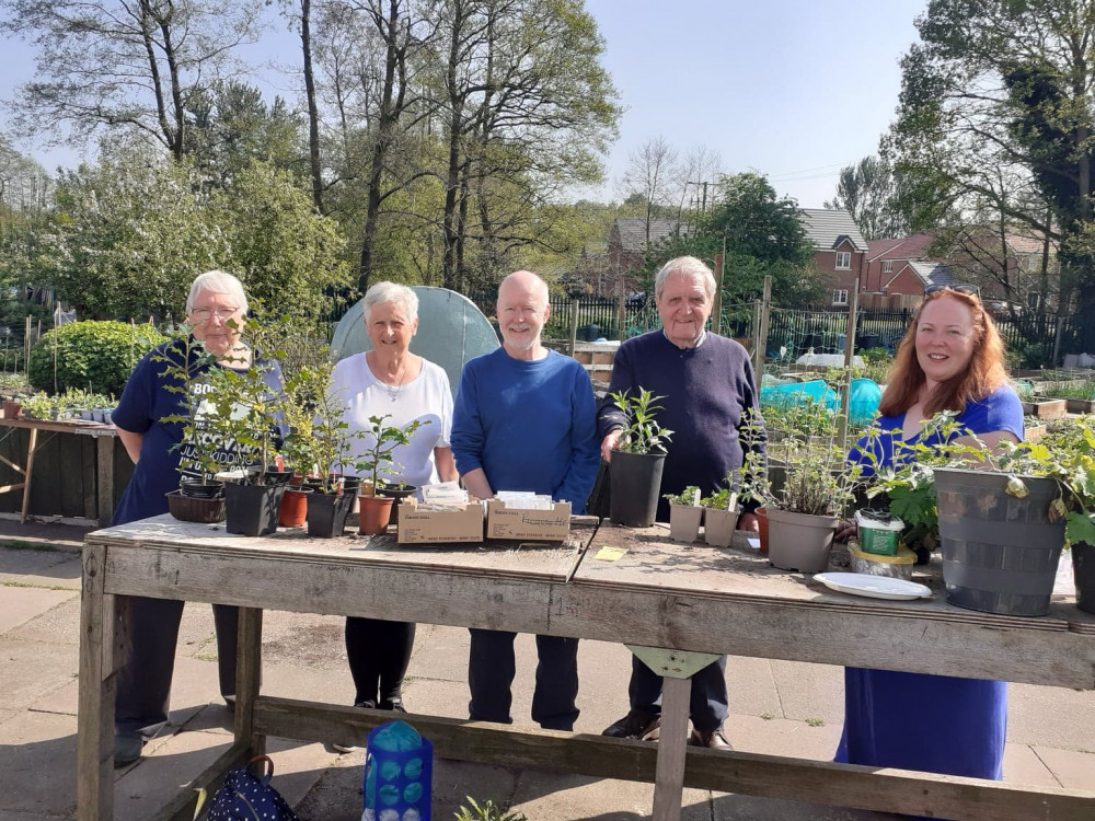 Alsager Gardens Association celebrate the success of this weekend's open days.  From left: Hilary Robinson, Maria Hutton, Adrian Ford, Derek Hough (president) and Clara  Angharad