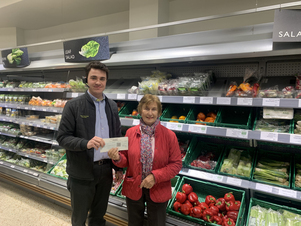 Margaret Marshall collects Waitrose cheque for KCT 