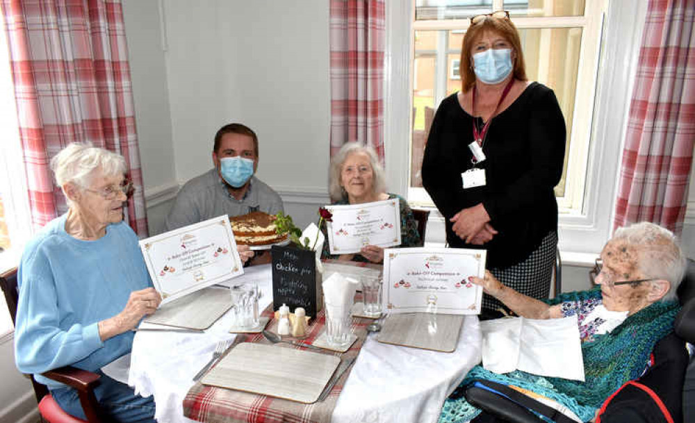 Hadleigh Nursing Home chef Ashley Staples and manager Jan Seal with residents: from left, June Ede, Yolande Farthing and Pam Simmons.