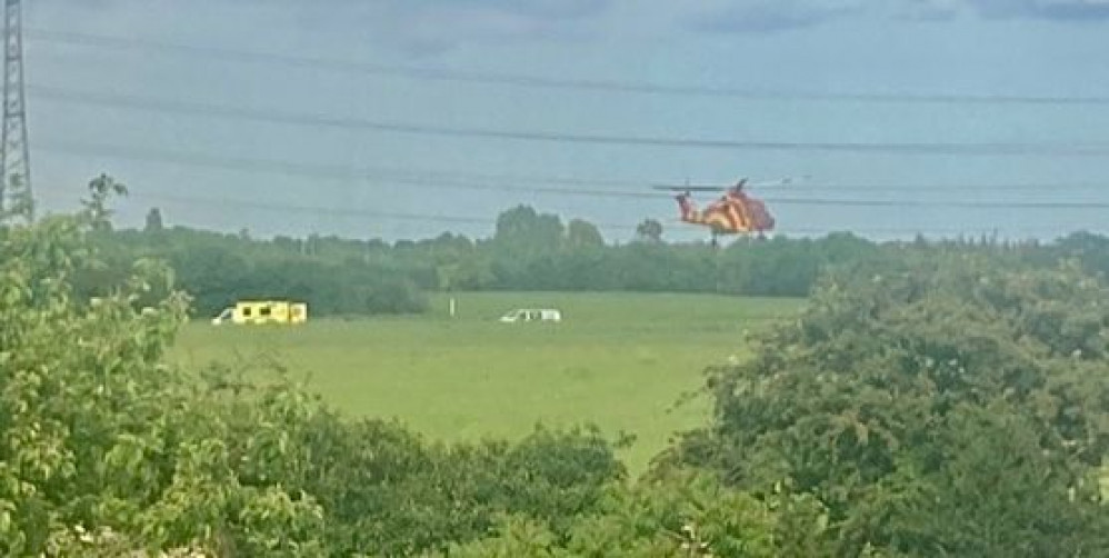 East of England ambulance crews and the air ambulance near Grays yesterday as they dealt with the incident.  