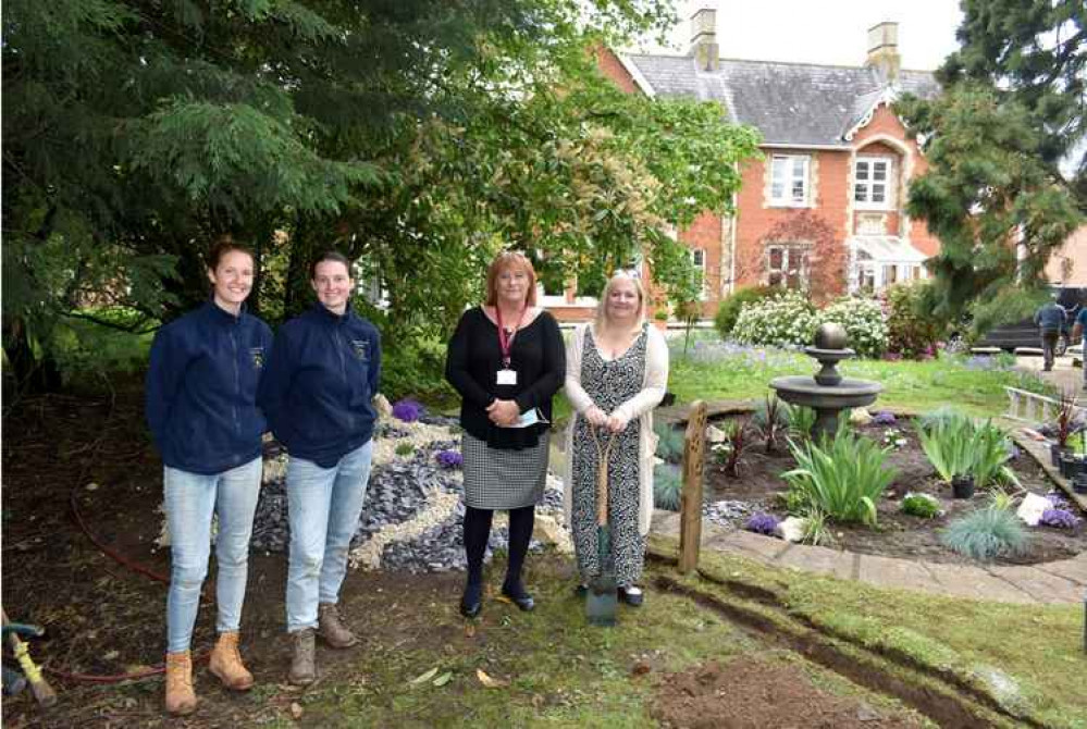 Hadleigh Nursing Home manager Jan Seal with Jo Sheldrake as memorial garden gets underway