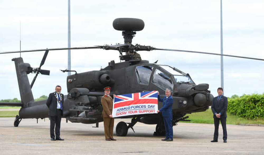 From left to right, Mayor of Hadleigh Cllr Frank Minns, Wattisham Station Commander Colonel Paul Hayhurst, Babergh District Council cabinet member for communities Cllr Derek Davis and Suffolk County Council's Armed Forces Champion Cllr Mick Fraser, rais