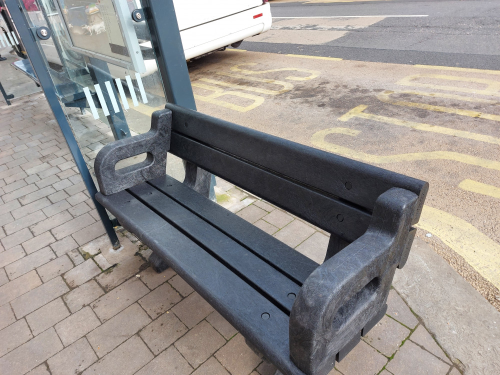 Don't sit around complaining about the bus services : The new (ish) bus bench in the middle of Frome 