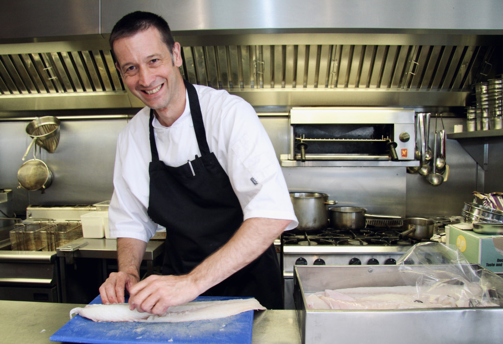 New head chef, Steve Mesher, busy in the kitchen at The Club House