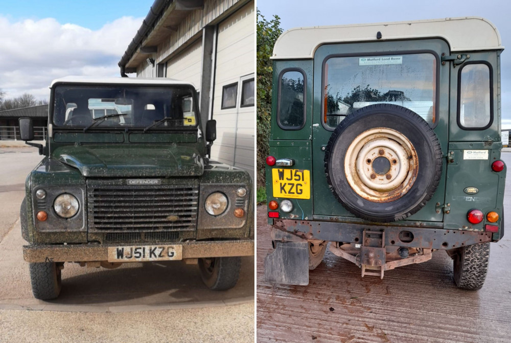 The vehicle was stolen from a garage in Sidmouth (The Donkey Sanctuary)