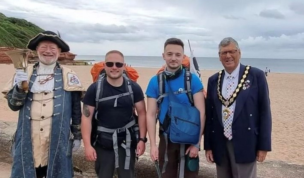 Ryan with the mayor and town crier of Exmouth as he started his walk