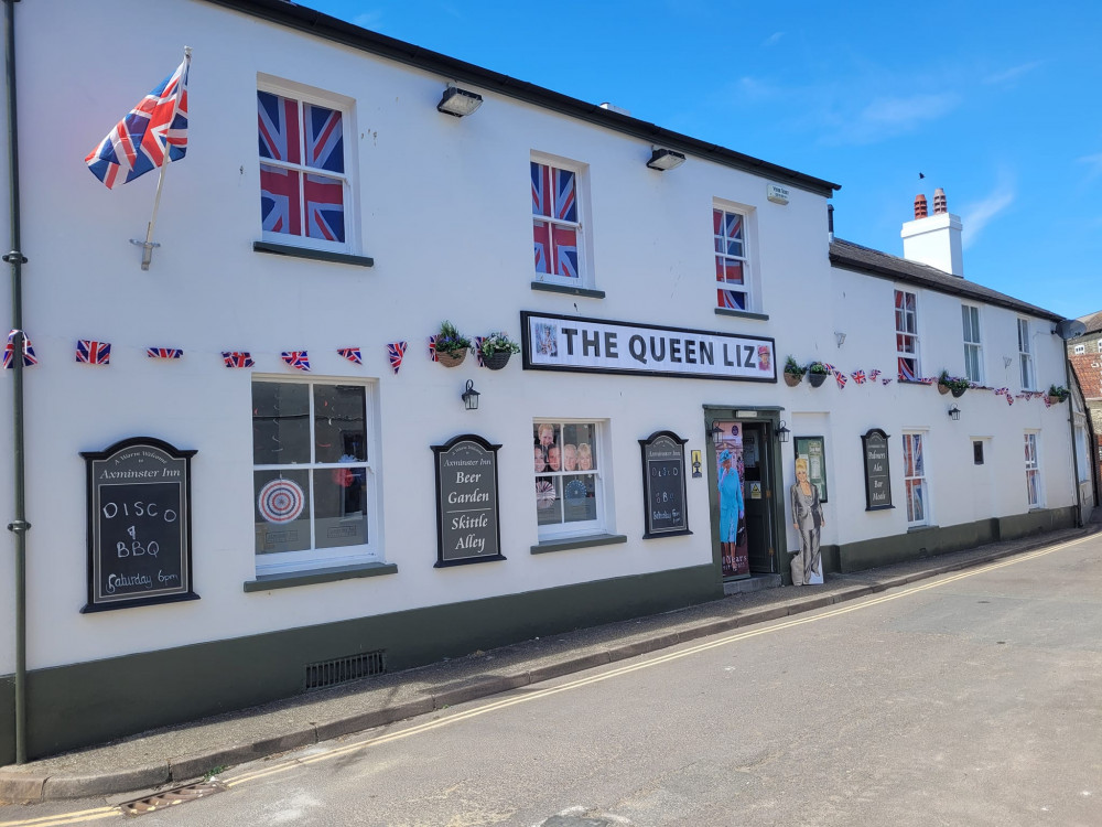 The Axminster Inn has been renamed 'The Queen Liz' for the weekend