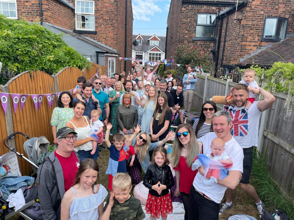 Vicarage Lane residents enjoying their Jubilee party 