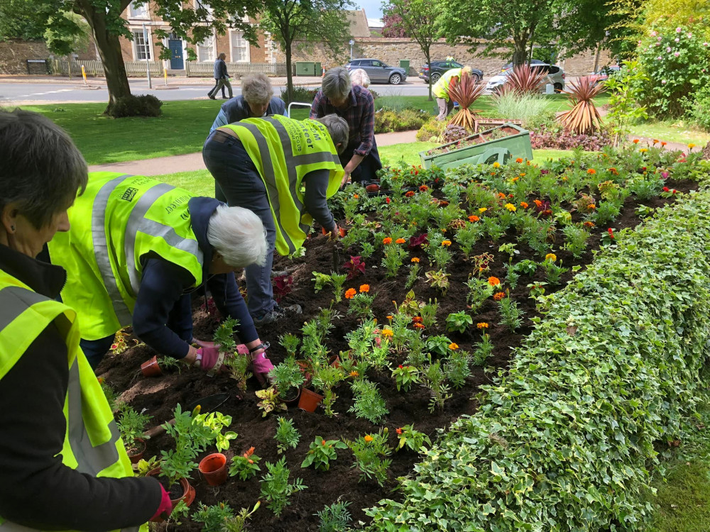 Oakham in Bloom volunteers working hard this spring to make Oakham beautiful (image courtesy of Oakham in Bloom)