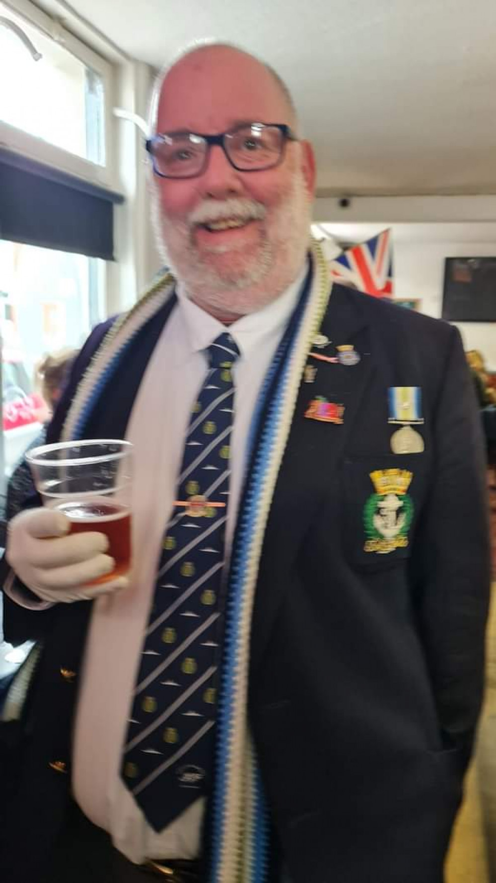 Caption: Keith at the Royal Naval Association rig commemorating with the guys from HMS Sheffield. Class of 82. Caption: Keith at the Royal Naval Association rig commemorating with the guys from HMS Sheffield. Class of 82.