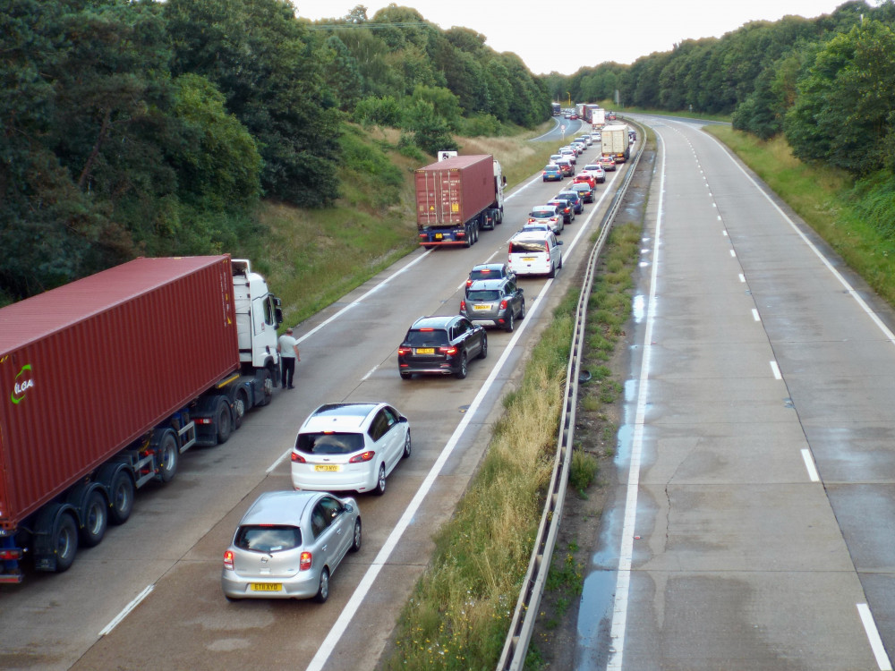 Traffic delays on A14