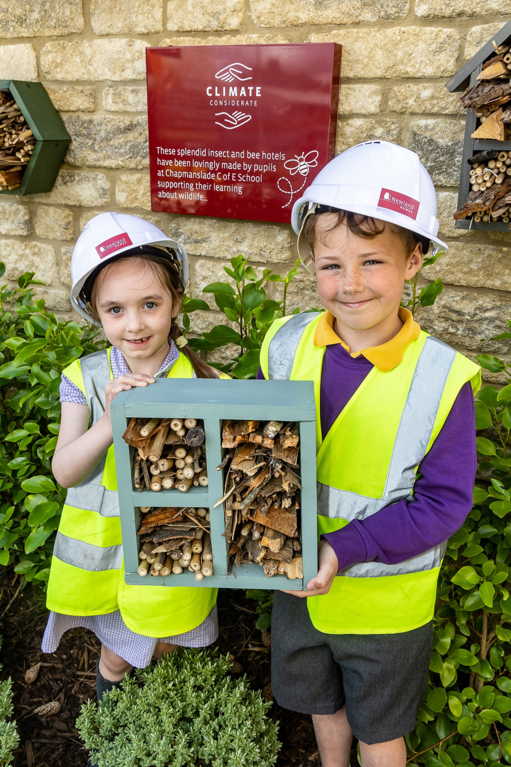 Pupils from Chapmanslade Primary School with the hotel