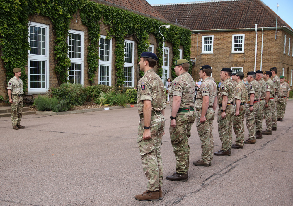 Officers and soldiers from 7th Infantry Brigade and HQ East on parade to receive a commemorative medal to mark the Queen's Diamond Jubilee.