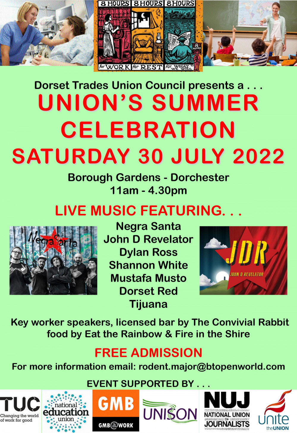 Dorset Trade Union Council is holding a Unions' Summer Celebration - a free family fun day out