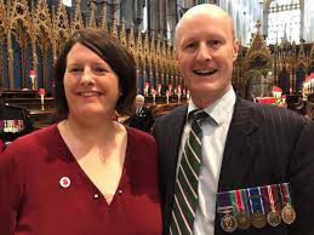 Nicola Cook and husband Mark at a previous RBL service. Nicola Cook and husband Mark at a previous RBL service.