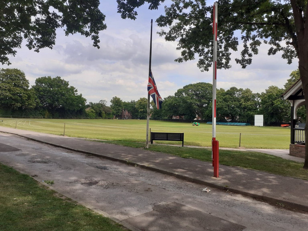 Sandbach School's flag at half-mast 