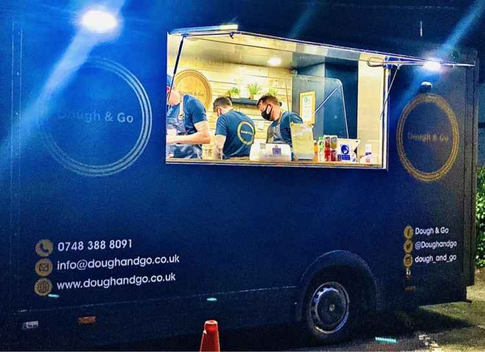 Dough & Go travel round Cheshire, providing stone-baked pizzas cooked in 90 seconds. Dough & Go travel round Cheshire, providing stone-baked pizzas cooked in 90 seconds.