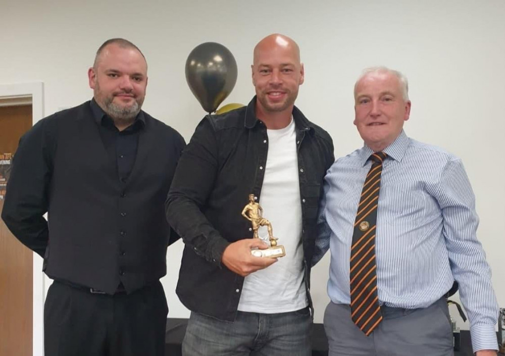 Manager's player of the year - Chris McGrath pictured with manager Dan Prettejohn and trustee Les Bounds Manager's player of the year - Chris McGrath pictured with manager Dan Prettejohn and trustee Les Bounds