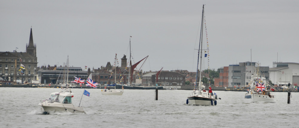 Flotilla going past Shotley marina