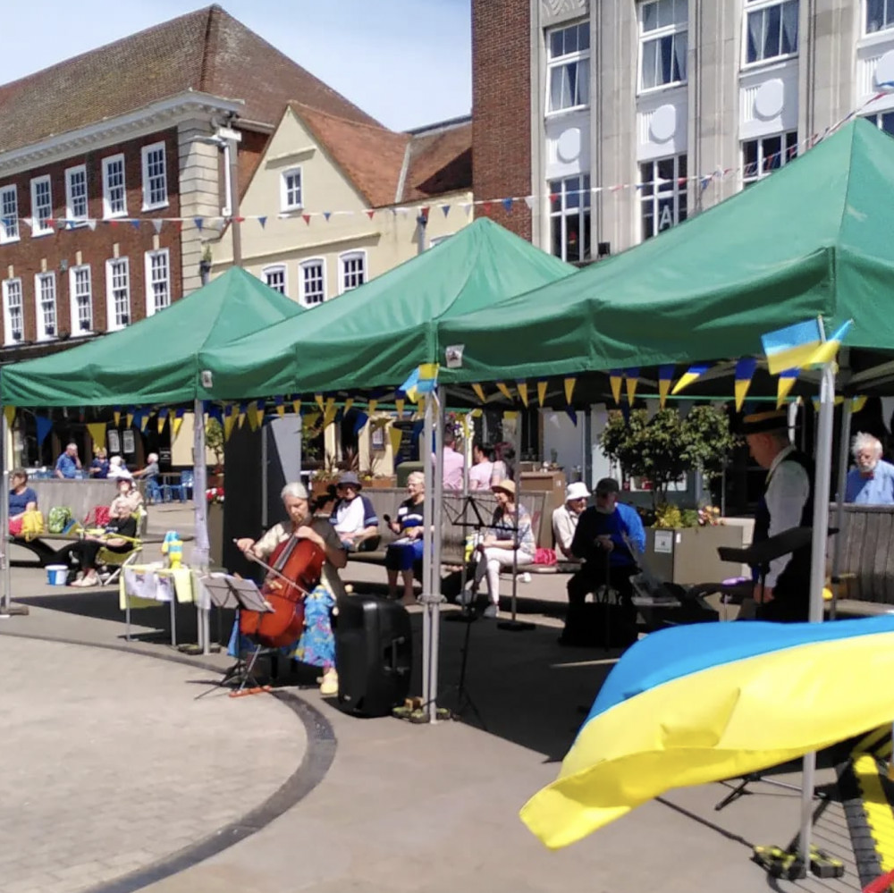 Letchworth: Music for Ukraine in Leys Square. CREDIT: Letchworth Festival