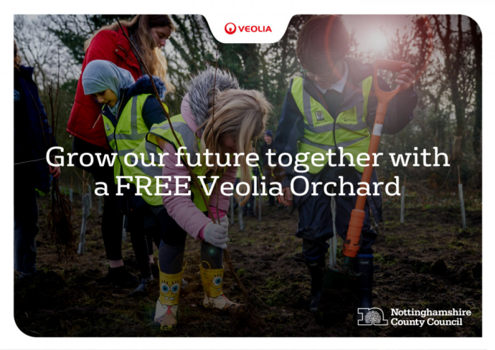 Schools in Hucknall can apply to receive free fruit trees thanks to a brand new national campaign being launched by Veolia. Photo courtesy of Nottinghamshire County Council.