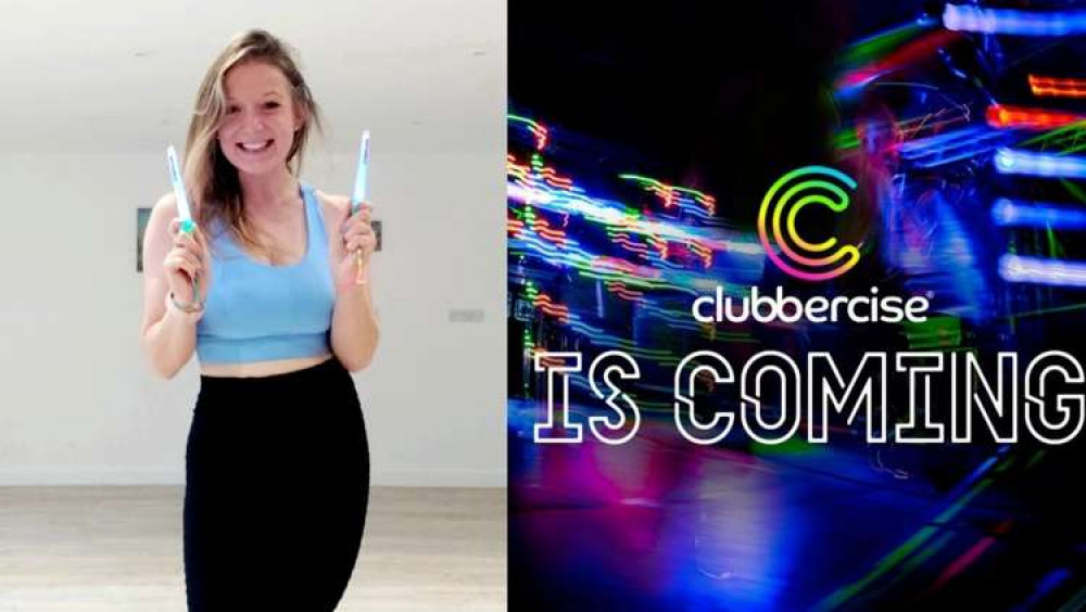 Rebecca pictured with glow sticks for her Clubbercise classes