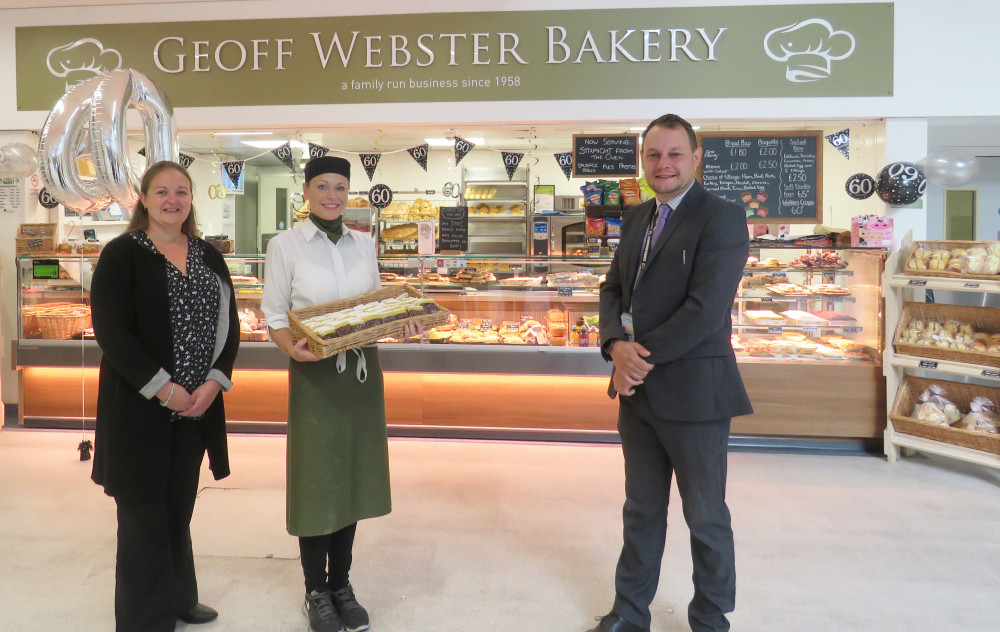 Ashfield District Council has approved a new Procurement Strategy which focuses on supporting local businesses.  Pictured: Susan from Geoff Webster Bakery in Idlewells Indoor Market with Councillor Jason Zadrozny. Photo courtesy of Ashfield District Council.