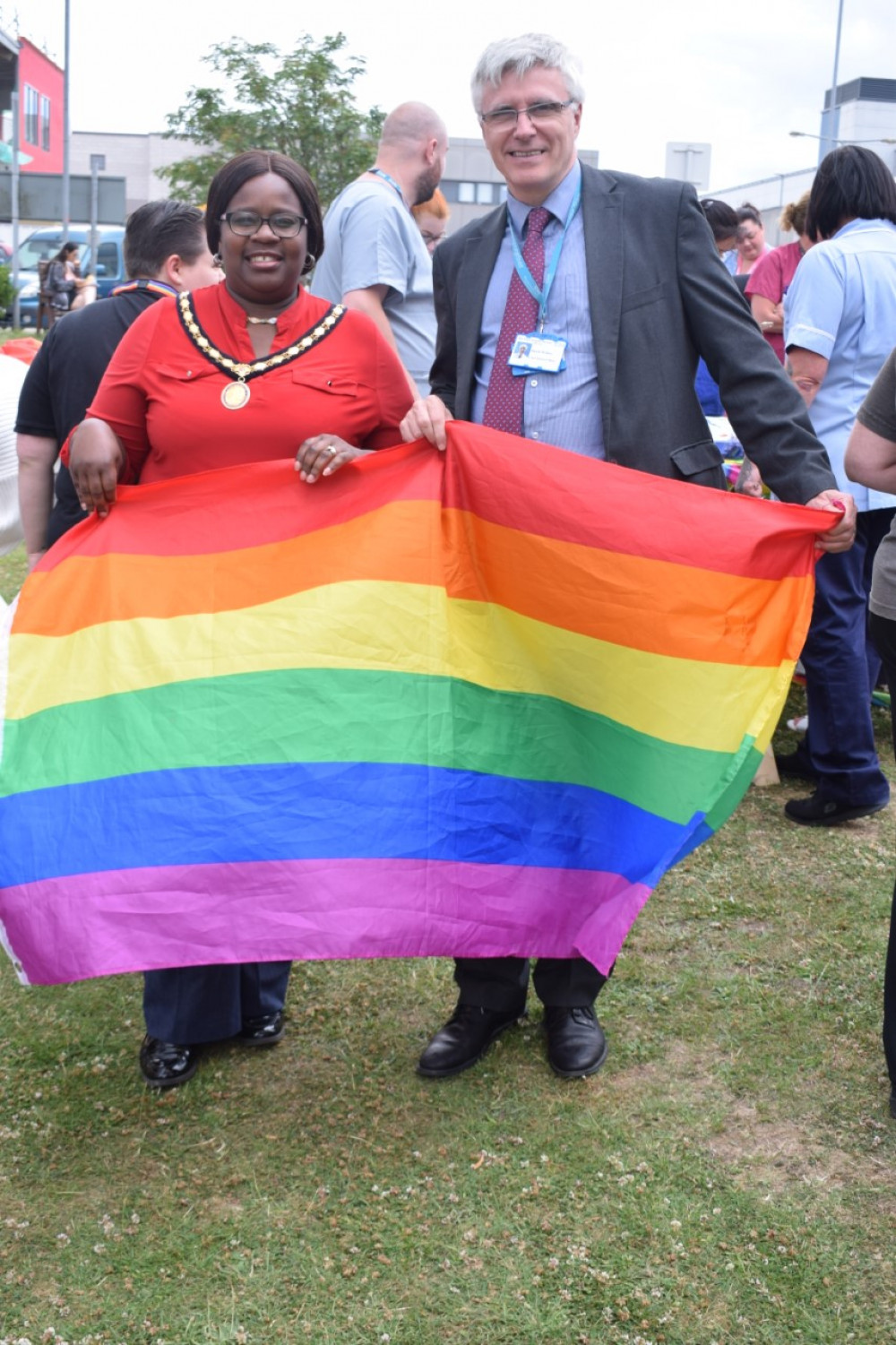 David Walker, Chief Medical Officer at Mid and South Essex NHS Foundation Trust with Basildon Deputy Mayor Yetunde Adeshile