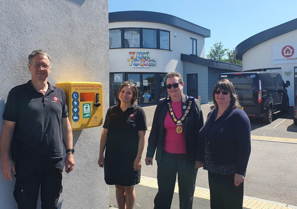 The Mayor of Axminster, Cllr Jill Farrow, pictured with Ian Miller and Kelly Apps of Axminster Property, and Jane Rockett of Axminster Chamber of Commerce