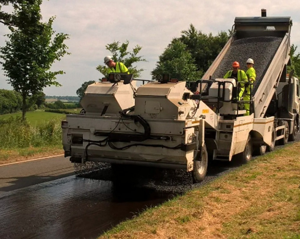 Surface Dressing Will Be Taking Place Across Somerset All Summer. CREDIT: Somerset County Council. Surface Dressing Will Be Taking Place Across Somerset All Summer. CREDIT: Somerset County Council.