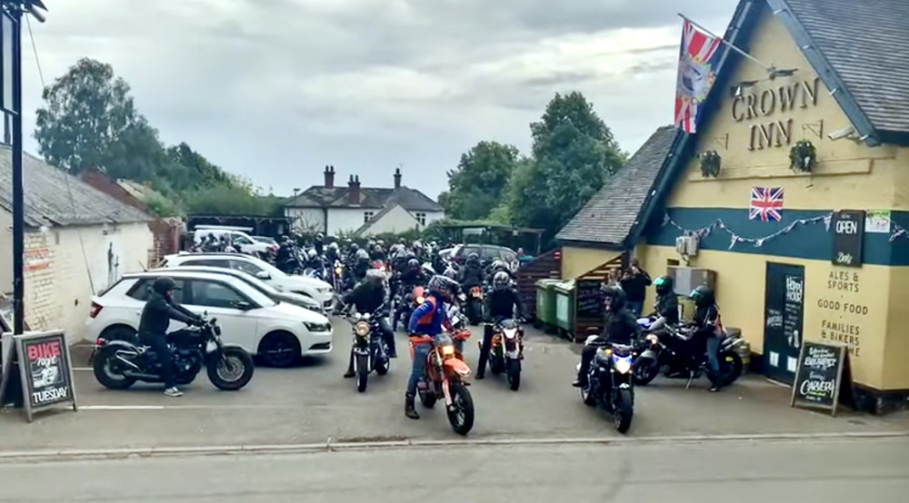 The convoy of bikers left The Crown in Heather on their way to Coalville. Photos used with permission of The Crown, Heather