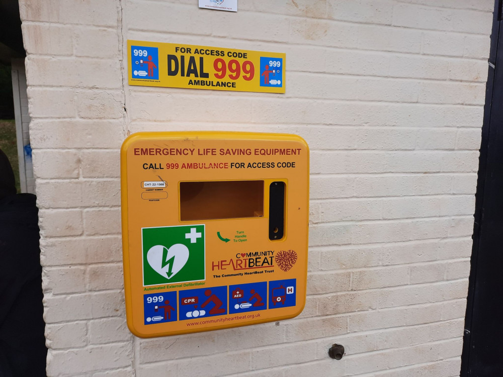 The now empty defibrillator box with keypad lock system removed The now empty defibrillator box with keypad lock system removed