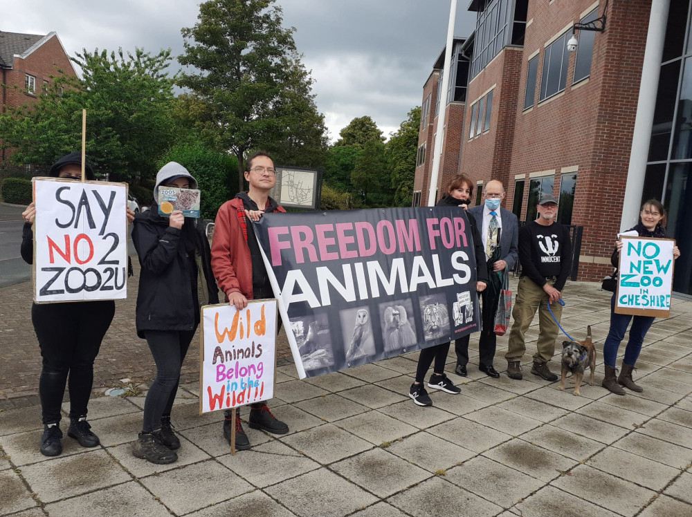 Animal Rights campaigners outside Westfields in Sandbach 