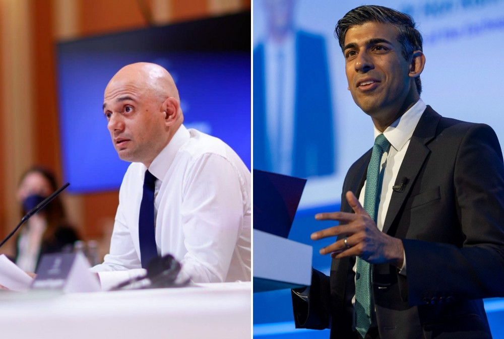 L: The former Health Secretary, Sajid Javid (Sajid Javid). R: The former Chancellor, Rishi Sunak (Rishi Sunak)