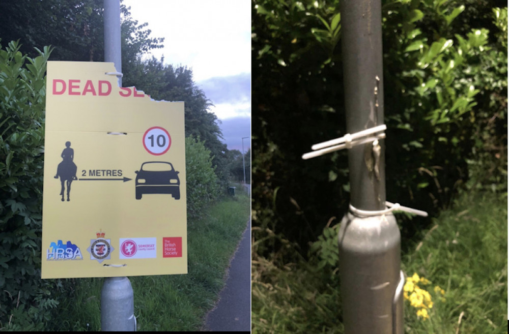 Some road safety signs have been vandalised