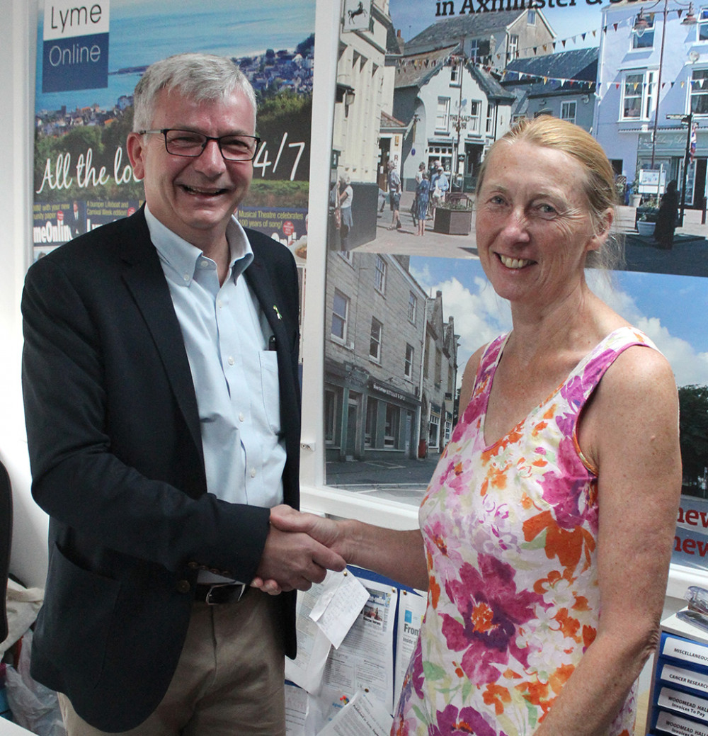 Cllr Ian Hall of Devon County Council and Cllr Belinda Bawden of Dorset Council meet for the first time to discuss cross-border issues