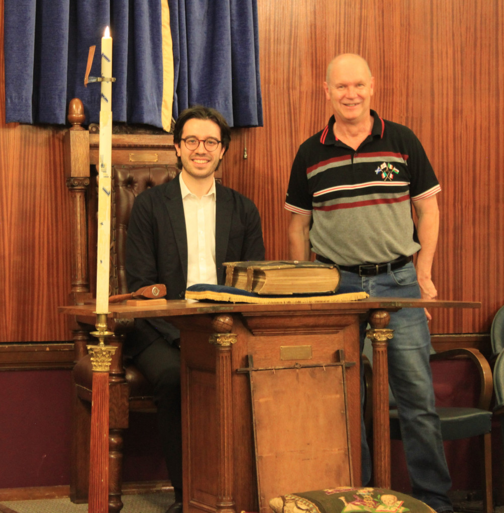 Paul Webster (right), Approach Dementia Support says thank you to Selwyn Burton of St Edward’s Lodge. Paul Webster (right), Approach Dementia Support says thank you to Selwyn Burton of St Edward’s Lodge.