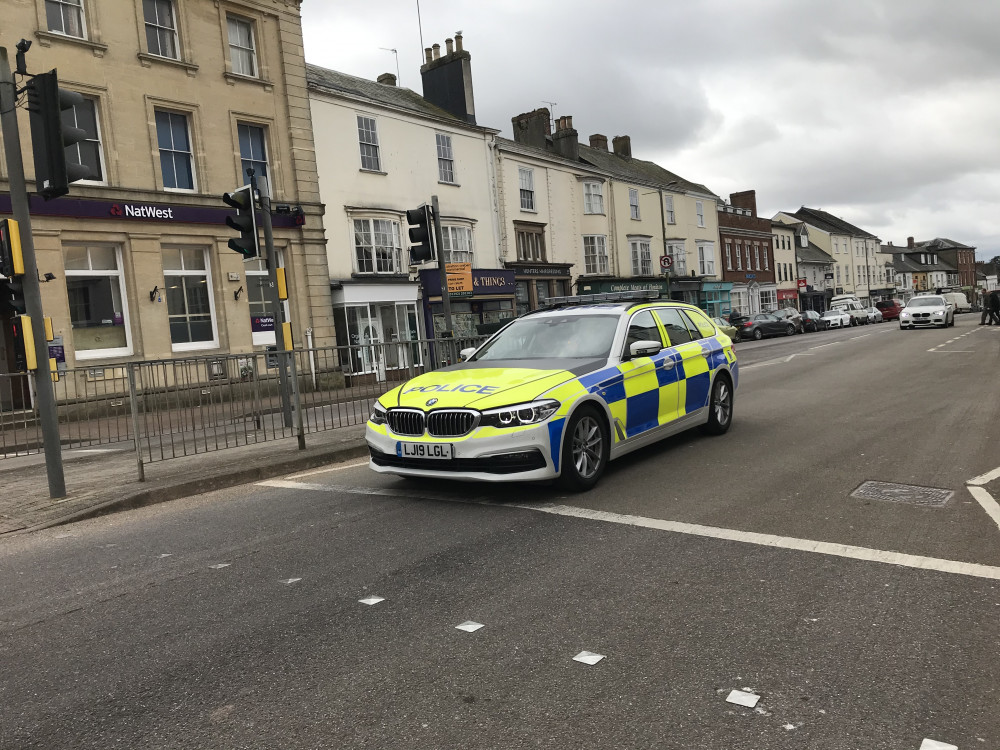 A police car on Honiton High Street