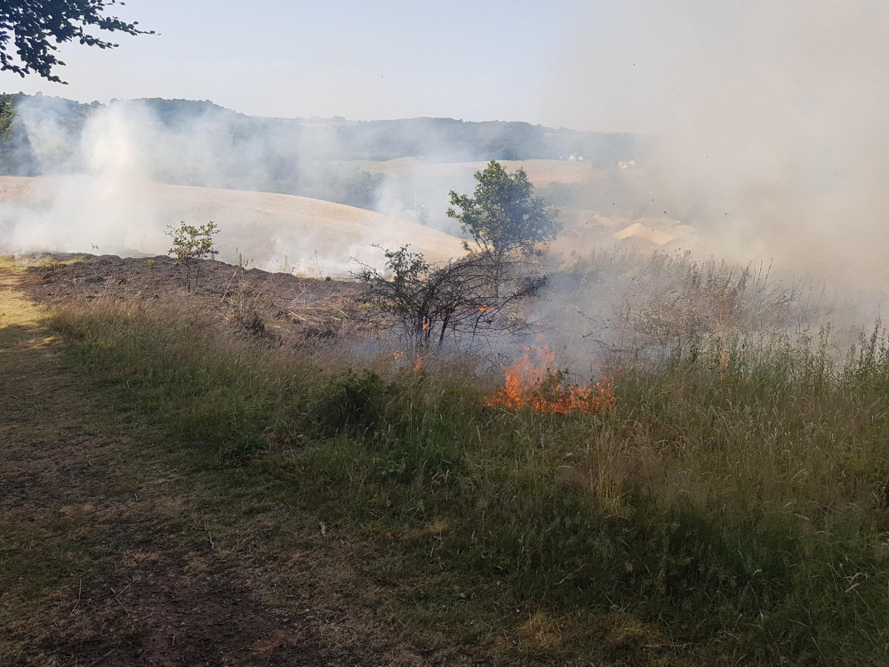 The fire brigade promptly arrived and dealt with the blaze. Image credits: Cllr Ian Dakin.