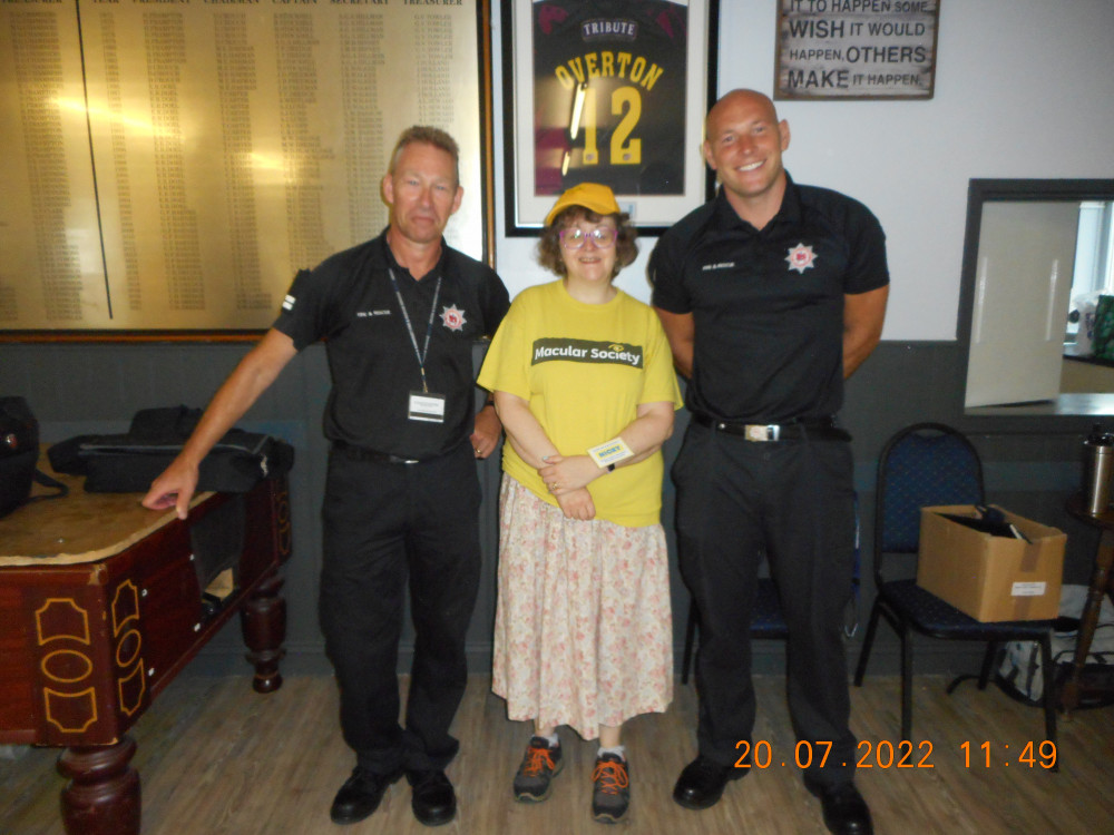 one is Nicky Gardener Chairwoman of the Frome Macular Society with the fire officers