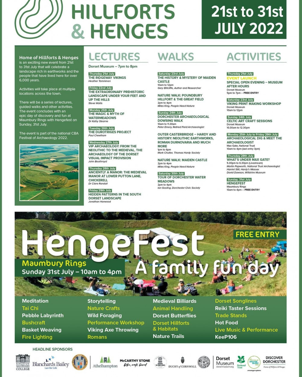 Home of Hillforts and Henges celebrates Dorchester’s neolithic, bronze and iron age landscape with lectures, walks, activities and Hengefest