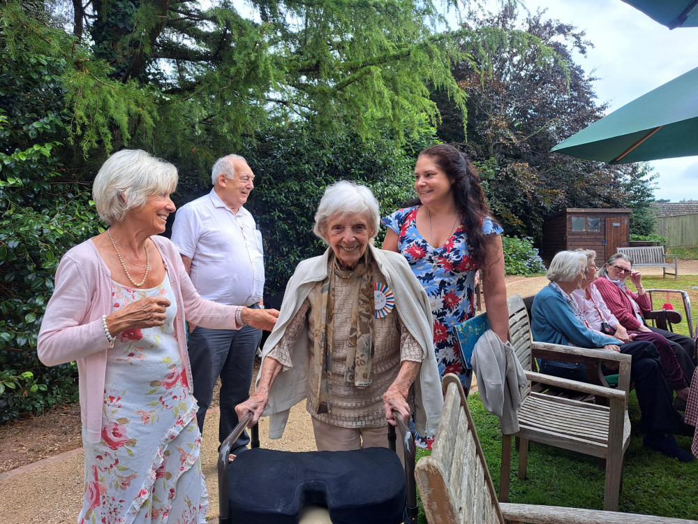 Mary, centre, celebrated her 101st birthday (Doveleigh Care)